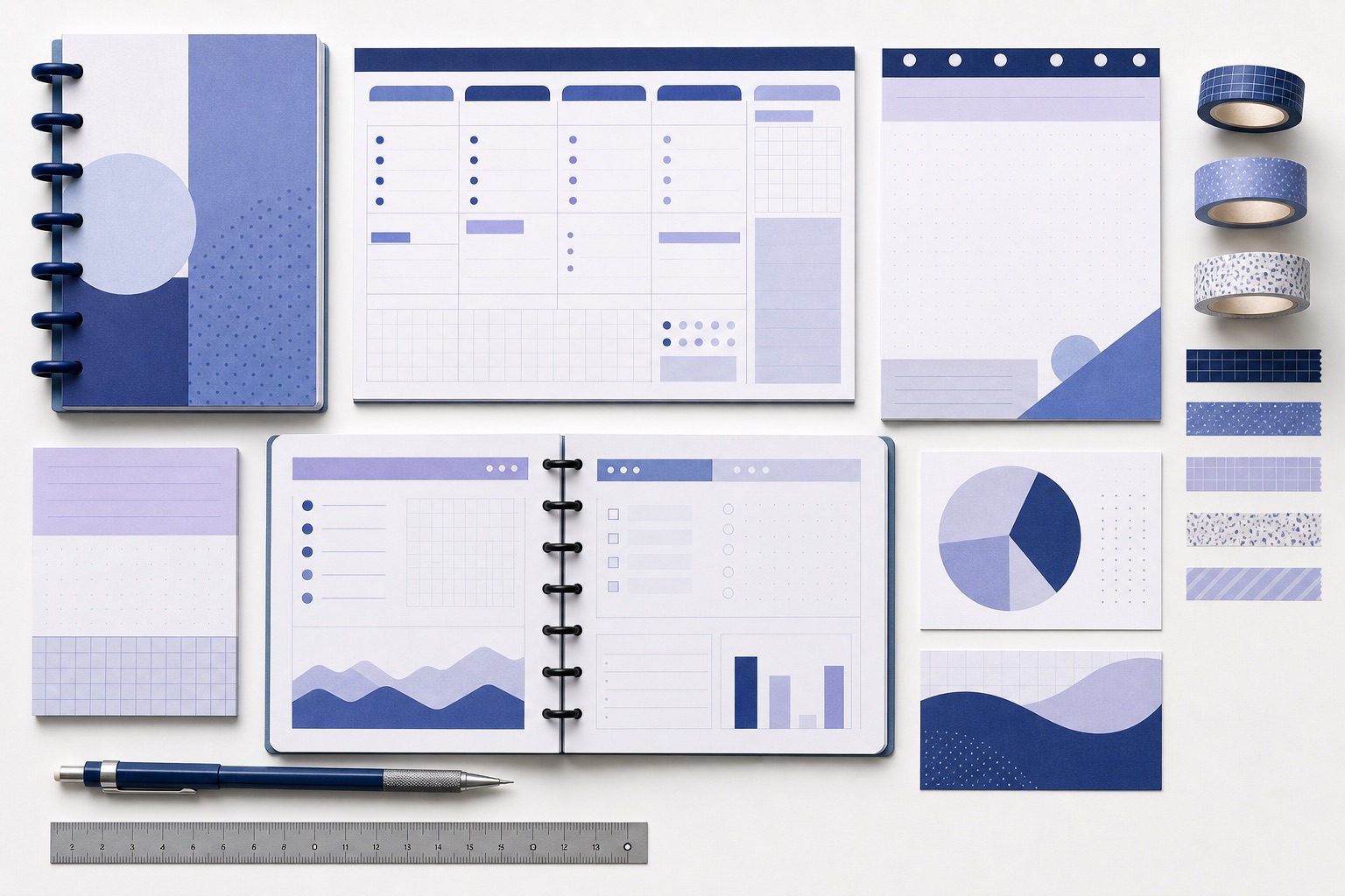 Brightline Studio printable pages styled on a desk