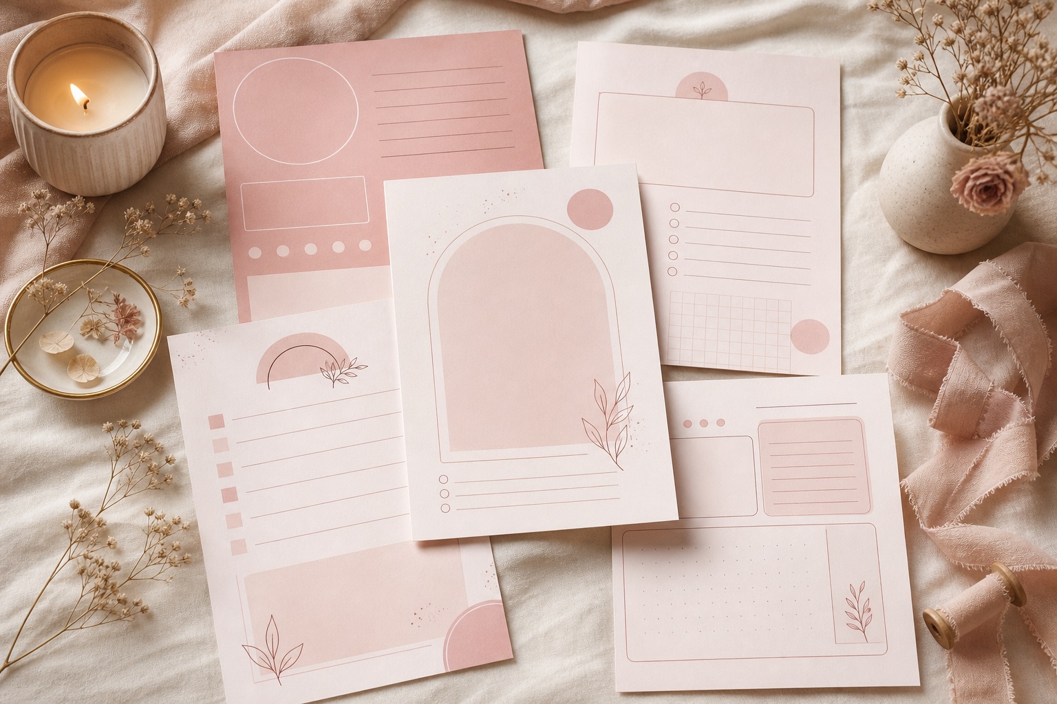 Haven Paper Co. printable pages styled on a desk